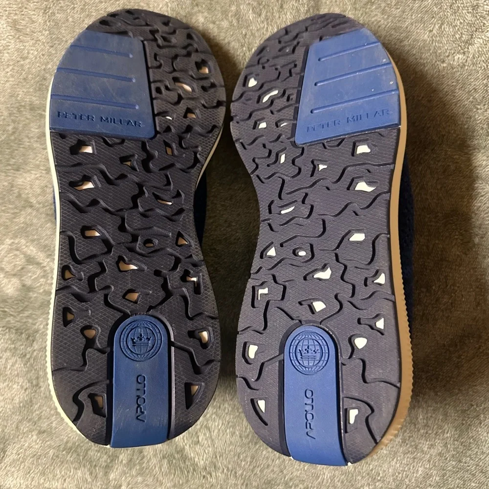Peter Millar Navy Knit Slip-On Athletic Sneaker with Cream Sole